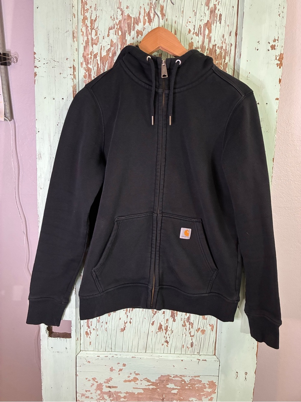 Carhartt Black Men's Zip-Up Hoodie with Logo Patch